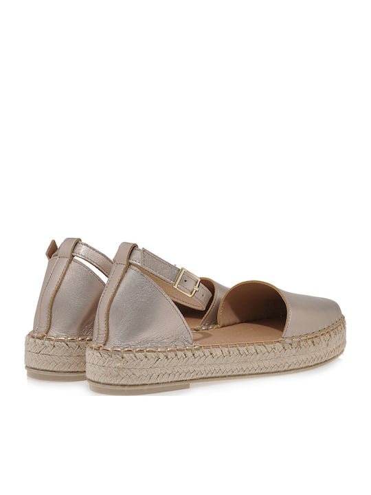 Women's Leather Platform Espadrilles Beige