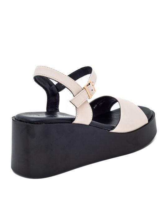 Damenplattformen Beige