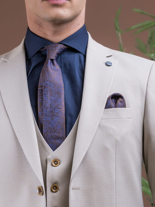 Herrenanzug mit Weste Beige