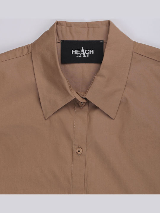 Langärmelig Damen Hemd Beige Sand