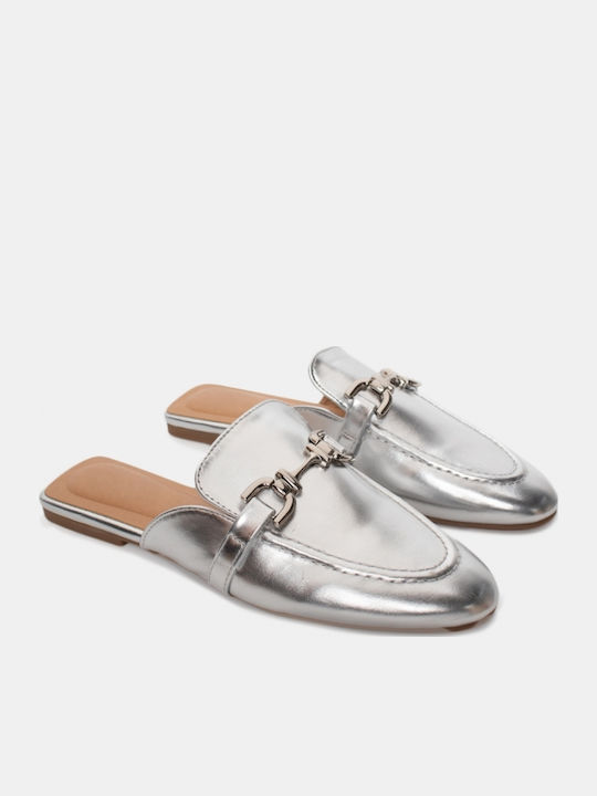 Mules mit Absatz in Silber Farbe