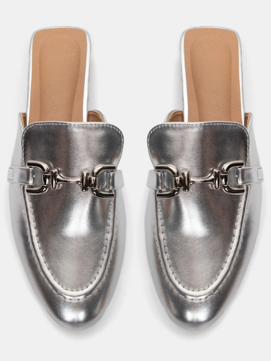 Mules mit Absatz in Silber Farbe