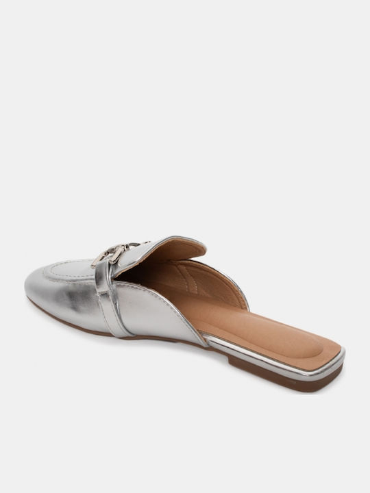 Mules mit Absatz in Silber Farbe
