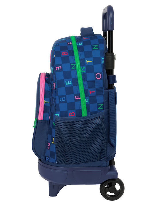 Ученическа Раница С Колела Benetton Damero Морско Синя 33 X 45 X 22 Cm