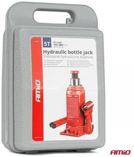 AMiO Hydraulic Bottle Jack with Lifting Capacity up to 38cm and Weight Capacity up to 5 Tons