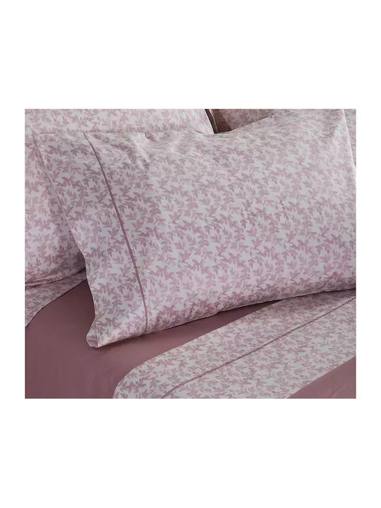 Nef-Nef Homeware Σετ Παπλωματοθήκη Βαμβακερή Υπέρδιπλη με 2 Μαξιλαροθήκες 240x230cm Elements Ροζ