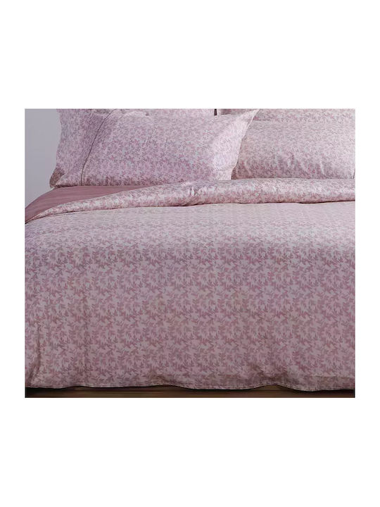Nef-Nef Homeware Σετ Παπλωματοθήκη Βαμβακερή Υπέρδιπλη με 2 Μαξιλαροθήκες 240x230cm Elements Ροζ