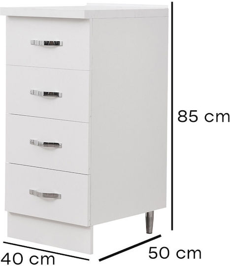 Επιδαπέδια Συρταριέρα Κουζίνας Λευκό 40x50x85εκ.