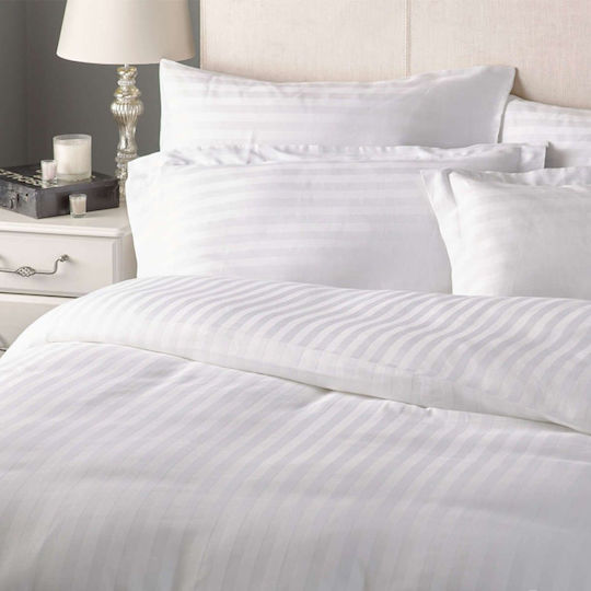 Lino Home Micro Stripe Blanket Hotel Queen Size L260xW240cm. White