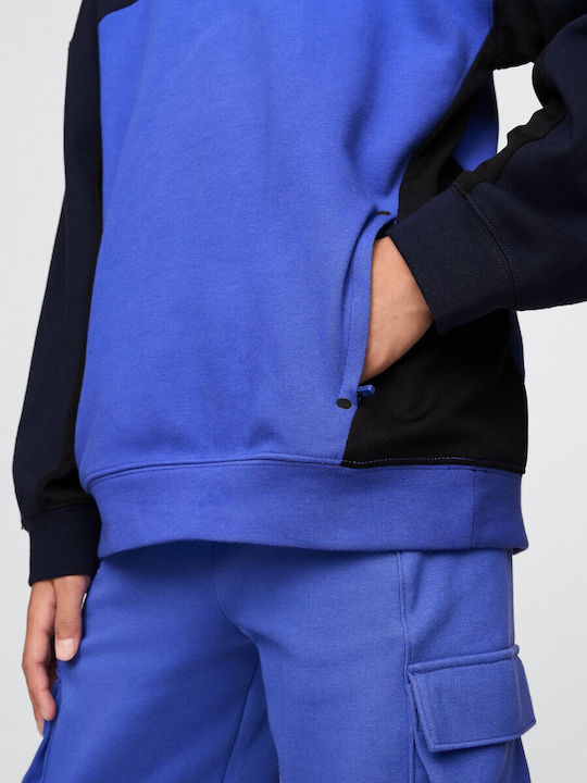 Παιδικό Φούτερ με Κουκούλα και Τσέπες Blue Colorblock