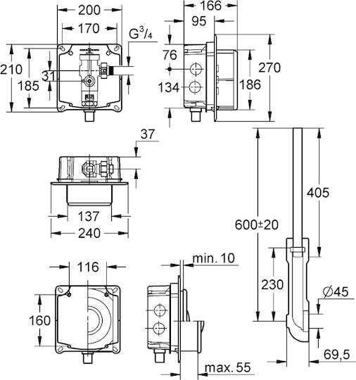 Grohe Pressable Built-in Flushometer Valve 37048000