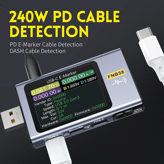 Fnirsi FNR-FNB58 Уред за тестване на ПК USB порт