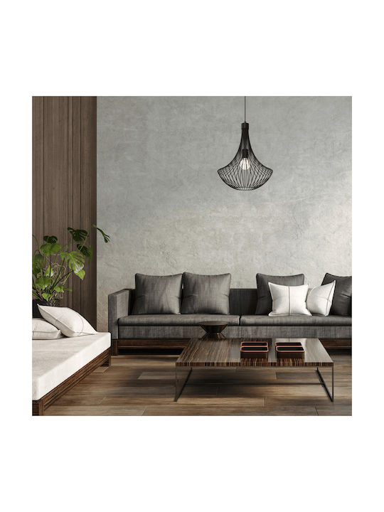 Eko Light Cesta Κρεμαστό Φωτιστικό Μαύρο Πλέγμα με Ντουί E27 40εκ.
