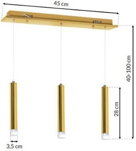 Eko Light Goldie Ρυθμιζόμενο Κρεμαστό Φωτιστικό Χρυσό LED Ράγα