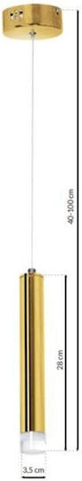 Eko Light Goldie Ρυθμιζόμενο Κρεμαστό Φωτιστικό Χρυσό LED