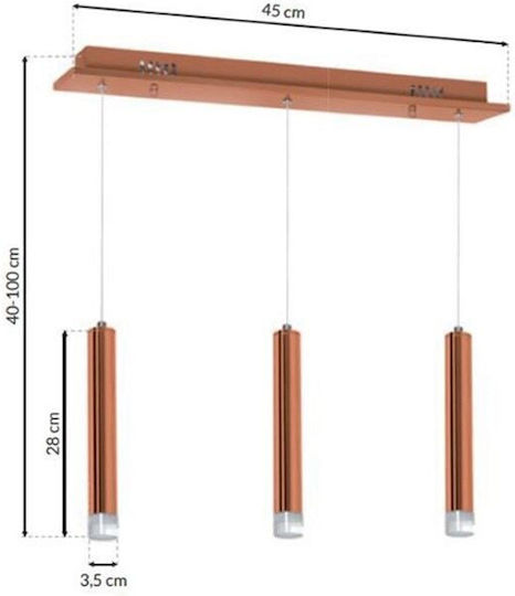 Eko Light Κρεμαστό Φωτιστικό Χάλκινο LED Ράγα