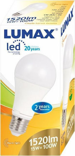 Best Service Λάμπα LED 15W για Ντουί E27 και Σχήμα A60 Θερμό Λευκό 1520lm