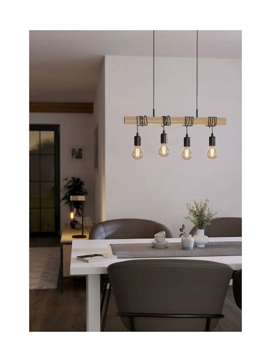 Eglo 43512 Pendant Ceiling Light Townshend 4xe27 60w 230v FSC Certified