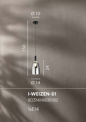 Fan Europe I-Weizen-S1 Pendant Light Black Bell with Socket E14, E.14 14x24x150cm