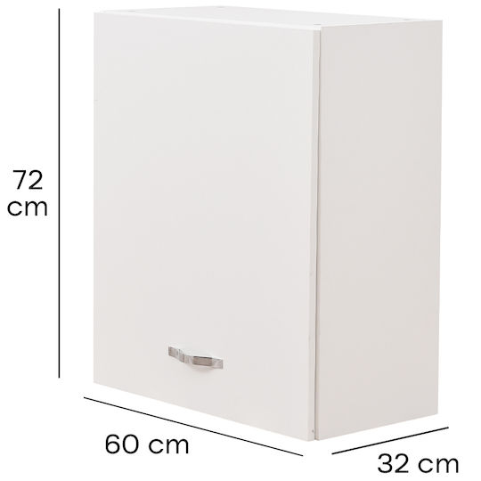 Shally Dogan Wandmontierter Küchenschrank 60 x 32 x 72 cm Höhe Einzeltür Weiß 02814873
