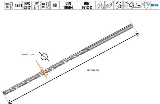 Artpol Diamond Drill HSS with Cylindrical Shank for Metal 4x280mm