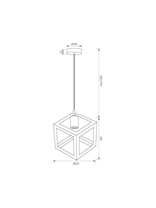 Vivalux Pendant Light Black with Socket E27 22x22x142cm
