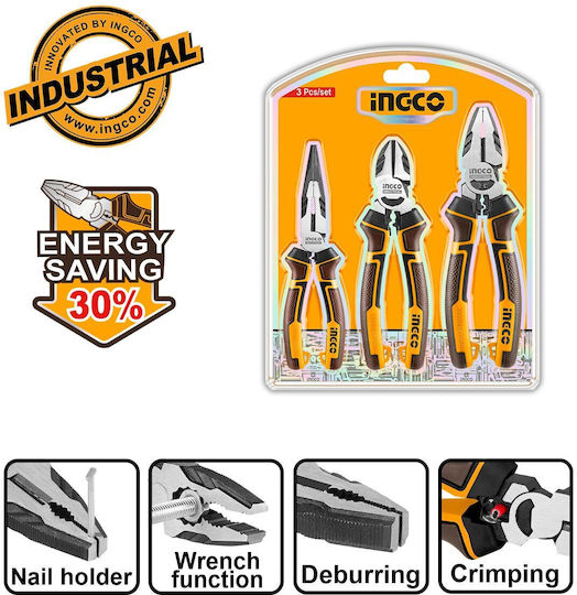 Ingco Pliers set Length 200mm 3pcs