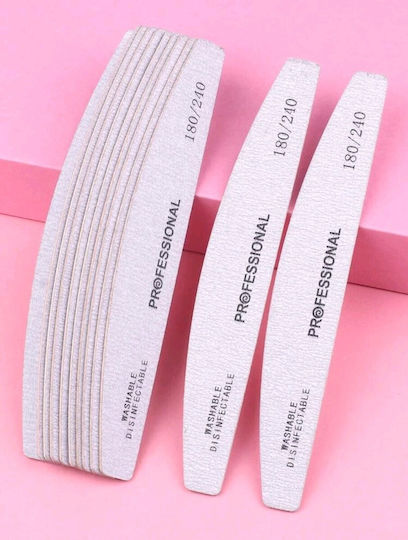 Professionelle Nagelfeile Waschbar Desinfizierbar 100/180 Halbmond Papierfeile Waschbar & Sterilisierbar Grau 1 Stück