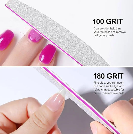 Professionelle Nagelfeile Waschbar Desinfizierbar 100/180 Halbmond Papierfeile Waschbar & Sterilisierbar Grau 1 Stück