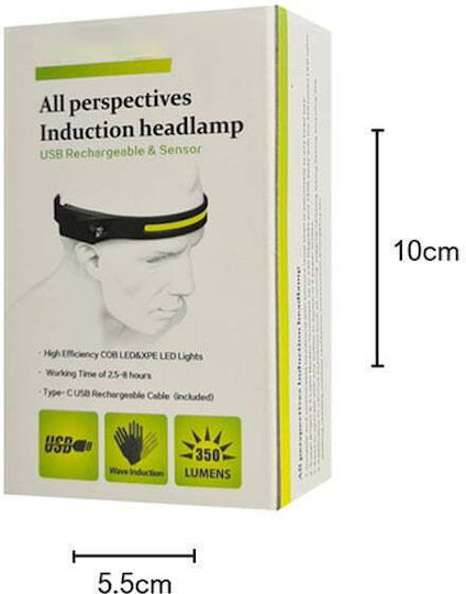 Rechargeable Headlamp LED IPX4 with Maximum Brightness 350lm XPE Black
