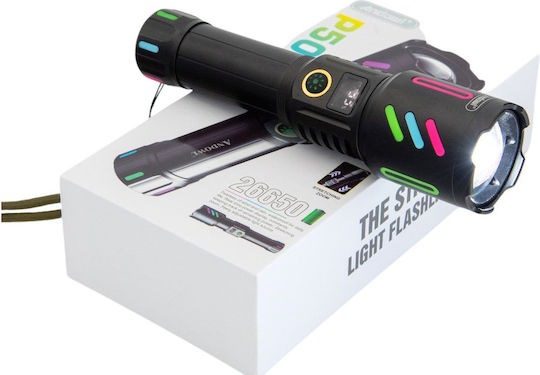 Andowl Rechargeable Flashlight LED IP43 with Maximum Brightness 1000lm P50 Black