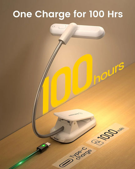 Glocusent Glocusent Φωτάκι Βιβλίου LED με Κλιπ Λευκό