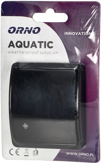 Orno Waterproof Wall-Mounted Single Switch with Frame Medium Black