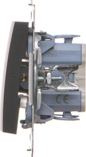 Kontakt-Simon Recessed Wall Switch Lighting One-Way without Frame Black