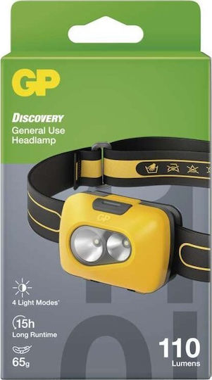 GP Batteries Headlamp LED IPX4 with Maximum Brightness 100lm Black