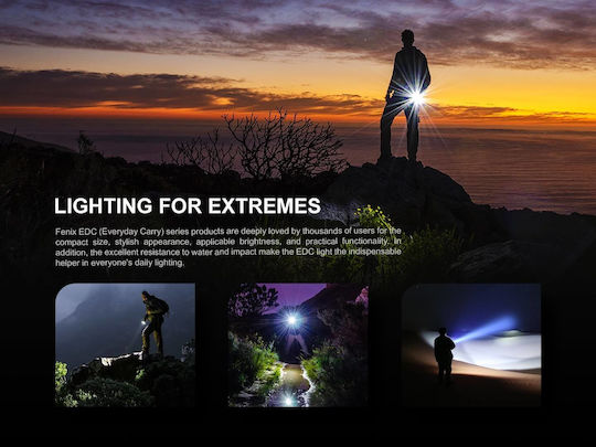 Fenix Rechargeable Keychain Flashlight LED IP68 with Maximum Brightness 400lm Black