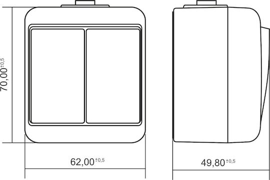 Karlik Waterproof Wall Switch Double with White Frame