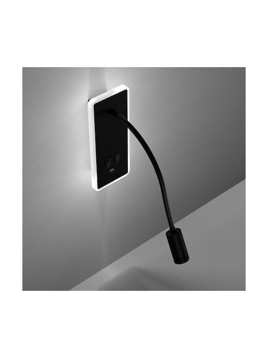 Eko Light Modern Leuchte Wand mit Integrierter LED mit USB-Anschluss Schwarz