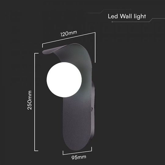 V-TAC Leuchte Wand mit Fassung G9 Schwarz 9.5x12x25cm