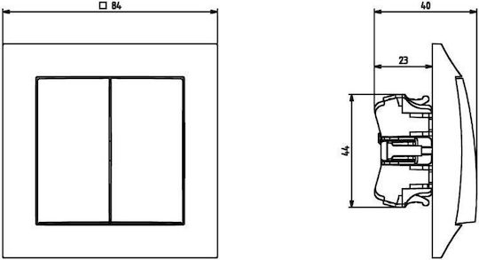 Ospel Recessed Wall Switch Rolling Shutters Two-Way without Frame White