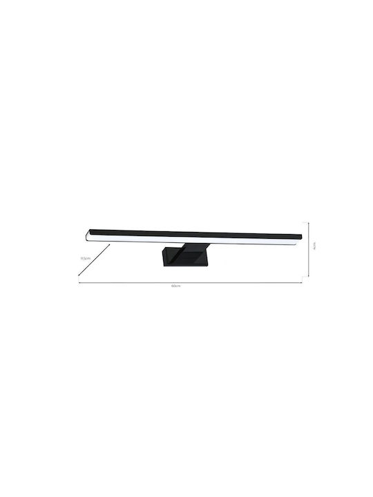 Eko Light Φωτιστικό Μπάνιου με Ενσωματωμένο LED και Φυσικό Λευκό Φως Μαύρο 6εκ.