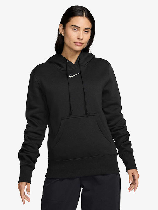 Long Women's Sweatshirt Hooded Black