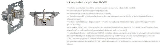 Karlik Μονή Χωνευτή Πρίζα Ρεύματος Ασημί