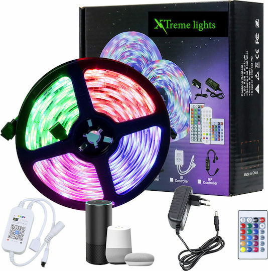 Smart Ταινία LED Wi-Fi 12V RGB Φως 10m Τύπου SMD5050 με Τροφοδοτικό, Τηλεχειριστήριο & WiFi Controller