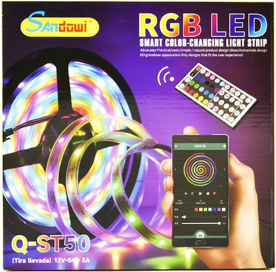 Andowl Smart Ταινία LED 220V RGB Φως 5m με Τροφοδοτικό & Τηλεχειριστήριο