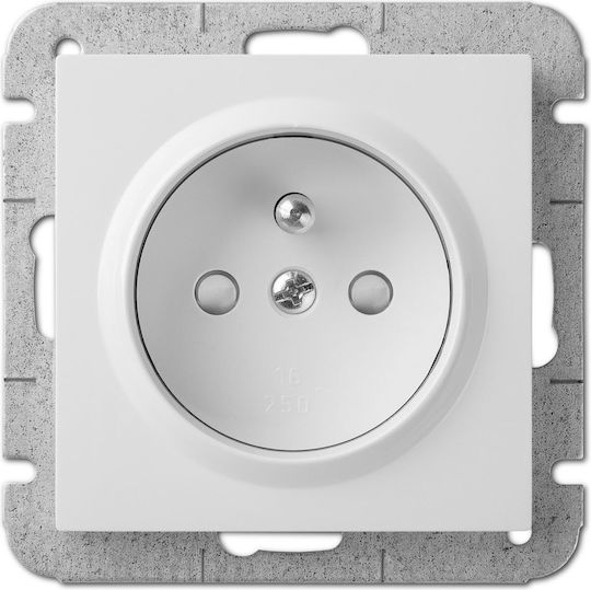 Elektro Plast Μονή Χωνευτή Πρίζα Ρεύματος Λευκή