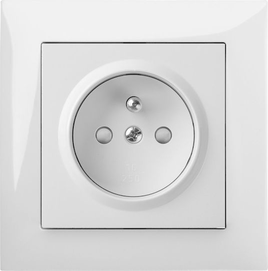 Elektro Plast Μονή Χωνευτή Πρίζα Ρεύματος Λευκή