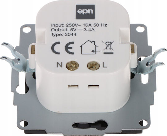Electro-plast Power Socket Santra 4108-19 Epn USB 5 V DC/3.4 A