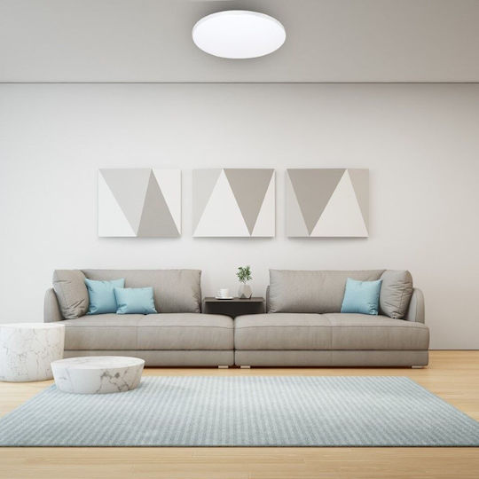 Eko Light Πλαφονιέρα Οροφής 55εκ. Λευκή με Ενσωματωμένο LED και Τηλεχειριστήριο