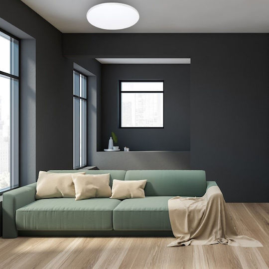 Eko Light Πλαφονιέρα Οροφής 55εκ. Λευκή με Ενσωματωμένο LED και Τηλεχειριστήριο